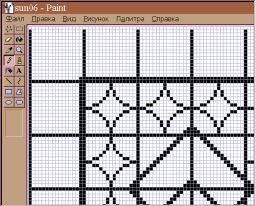 Computer designing of Filet-Guipure Lace with the graphic editor Microsoft Paint